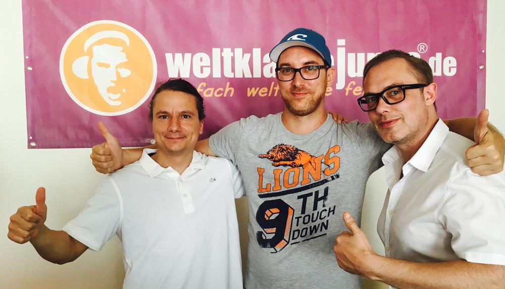v.l.: Armin Molla (Virado), Melvin Tröscher (weltklassejungs), Achim Hepp (Virado)